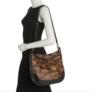 # Frye Black Leather Melissa Calf Hair Hobo / Shoulder / Crossbody Bag - Reemoly